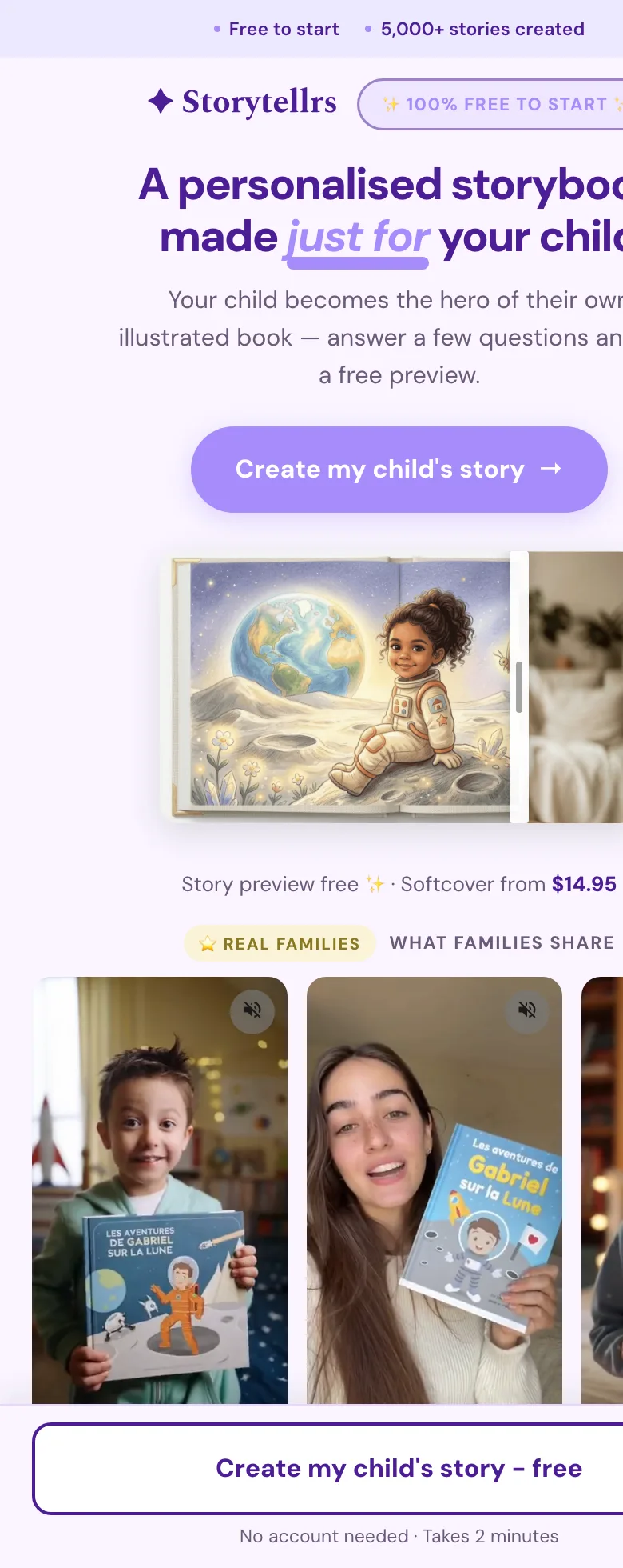 Storytellrs live US landing